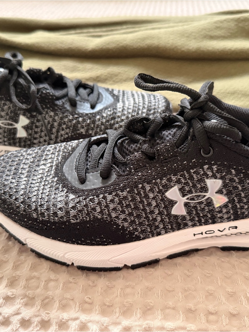 Under Armour Women Black and Gray Knit HOVR Sneakers